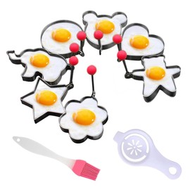 Pack of 7 Fried Egg Moulds, Fried Egg Moulds for Pan, Omelette Mould, Pancake Mould, with Handle for Omelets, Mini Pancakes