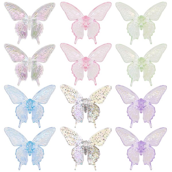 SUNNYCLUE 48PCS 6 Colors Acrylic Butterfly Beads Bulk Butterflies Beads