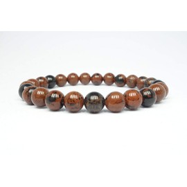 Grounding Mahogany Obsidian Stretch Bracelet, Root Chakra, Capricorn Birthstone, 8mm Beads, 7.5 Inches