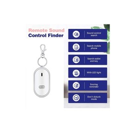 KeyFinder(White), Keychain Locator for Finding Lost Keys, Smart Key Finder, Whistle Activation, LED Sound Keychain, Alarm, and Flashing Light