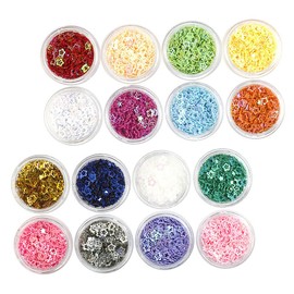 FRCOLOR 16 Boxes Color Nail Art Sequins Glitter Safe Nail Charms for DIY Decoration for and Crafts Easy to Apply for Home Salon Use