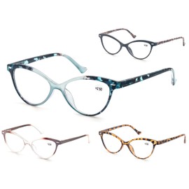 OLOMEE Reading Glasses for Women Cat Eye Ladies Readers +2.00 Cute Cateye Women's Cheaters Glasses 4 Pack Lightweight Comfortable Fit
