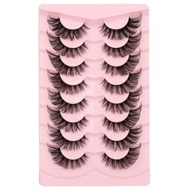 Gmagictobo False Eyelashes Wispy Cat Eye Lashes Natural Look Fake Eyelashes Crisscrossed 3D Fox Eye Faux Mink Lashes 8 Pairs