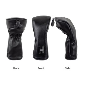 Scott Adward Headcover 4 pcs 1 3 5 H for Driver Fairway Hybirds Pure Black Simple Fashion PU Thick Synthetic Leather Unisex Gift for Golfer