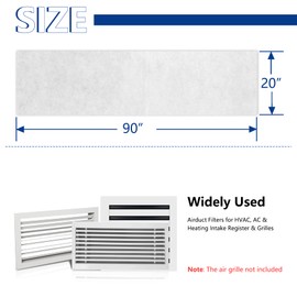 Wintcomfort Air Vent Filter Kit for Home with Installation Tape - 20" W x 90" H Electrostatic Media Airduct Filter for AC & Heating, Registers & Grilles, HVAC, More than 36 Filters per Pack