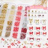 5 Boxes Gold Nail Charms and Gems Kit, 3D Flower