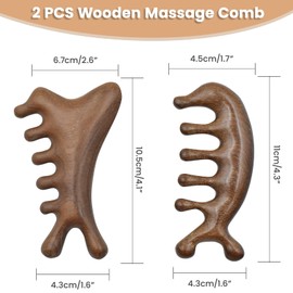 Fly Upup 2 Pack Wood Massager Comb for Hair Growth and Scalp Relax Wood Massage Comb & Sandalwood Comb for Luxurious Hair Care Daily Scalp Care Sisterlocks Maintenance