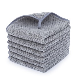 MaopaoBeauty Washcloth Set for Bathroom - Quick Drying - Ultra Soft Microfiber Absorbent Towel for Bath Fitness, Gym, Shower, Hotel, and Spa - 13x13 Inch | Set of 6, Grey