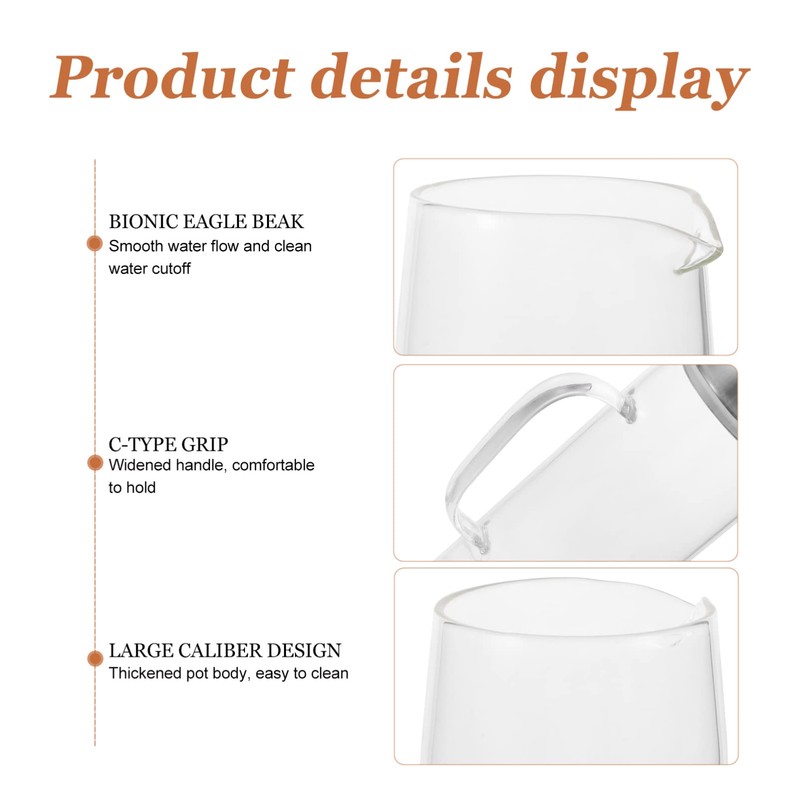 Kichvoe Water Filter Pitcher Glass Water Kettle with Lid Ergonomic