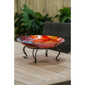 Evergreen Garden Beautiful Scroll Metal Table Top Bird Bath Stand - 14 x 14 x 5 Inches Fade and Weather Resistant Outdoor Decoration for Homes, Yards and Gardens