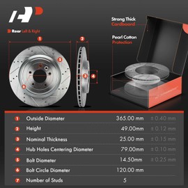A-Premium 13.58 inch (345 mm) Front Drilled and Slotted Disc Brake Rotors + Ceramic Pads Kit Compatible with Select Ford and Lincoln Models - Edge 2015-2021, MKX 2016-2018, Nautilus 2019-2023