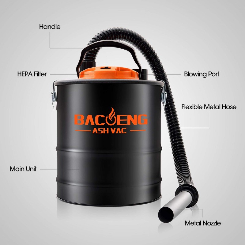 BACOENG Ash Vacuum, 4 Gallon Ash Vacuum for Pellet Stoves,