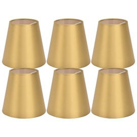 Tomotato 6PCS Small Lamp Shades, Clip on E14 Bulbs Shades Barrel Lamp Shade Replacement for Table Wall Ceiling Chandelier Lamps, 3.7x5.6x5.1in(Gold)