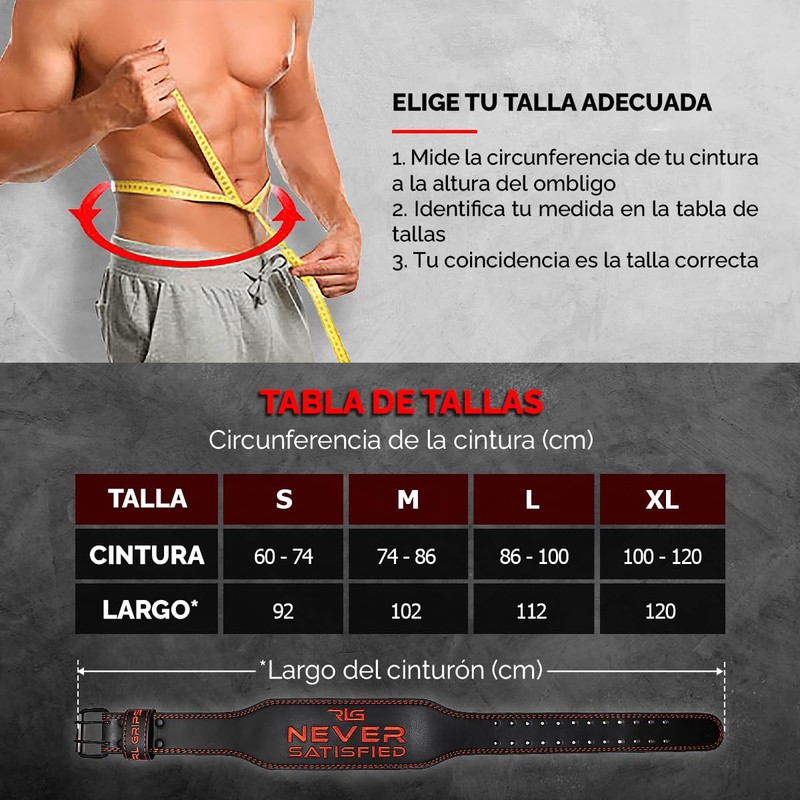 RL Grips® Leather Gym Belt - Padded Leather Lumbar Support