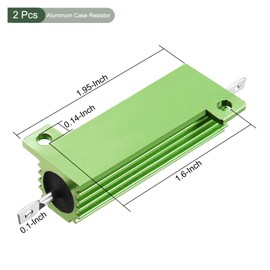 YOKIVE Pack of 2 Aluminium Housing Resistor, Office LED Converter, Replacement Wire-Wound Resistor, Great for Daily Use (Green, 50 W, 22 Ohm)