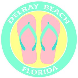 Athena Brands Flip Flops Delray Beach Florida - Car Truck Window Bumper Graphics Sticker Decal - Sea Grass Green