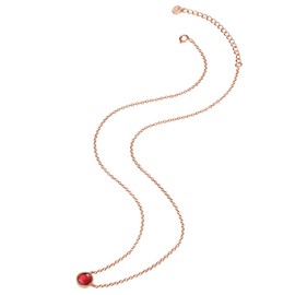 Glanzstücke München Women's Necklace Sterling Silver 925 Rose Gold-Plated with Garnet - Gemstone Necklace with Stone Garnet Chain Rose Gold Colours, Silver, Garnet