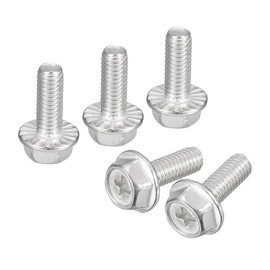sourcing map Pack of 10 Phillips Hex Flange Bolts M6 x 16 mm 304 Stainless Steel Hexagonal Head Machines Bolts