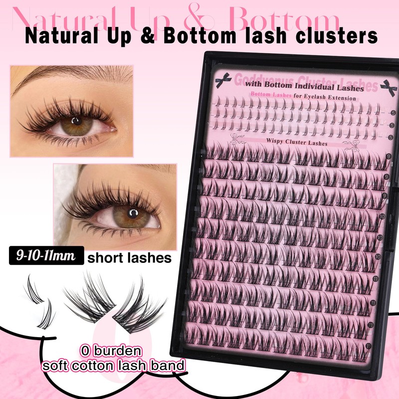 Wispy Lash Clusters Natural Eyelashes Individual C Curl 260pcs Manga