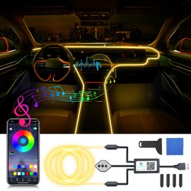 OMECO USB Ambient Lighting Car LED Interior Lighting 4 m 5050 RGB with App and Controller 5 V LED Strip Interior Lighting Atmosphere Light Waterproof Music Light Strip Controllable LED Strip Neon