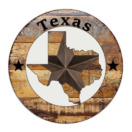 Autravelco Texas Lone' Star Home Map Custom Metal Signs Outdoor Customized Men Signs Western Country Barn Star Home Decor Aluminum Metal Sign for Shop Terrace Porch 12x12 Inch Round