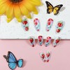 Almond Press On Nails Medium Fake Nails Strawberry With Gradient