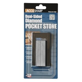 AccuSharp Pocket Stone Sharpener with Pouch, 3 Inch Dual-Sided Sharpening Stone for Knives, Fish Hooks, Camping, Hunting Knives, Restores, Repairs & Hones Blades, Diamond