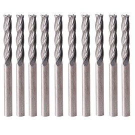 Bestgle 10pcs 1/8" Shank Tungsten Carbide End Mill Cutter, 4 Flutes Spiral Bit End Milling Cutter piral CNC Rotary Bits Set (3.175 x 15mm)