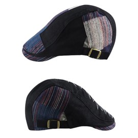 HIQIU Flat Cap Men's Flat Cap Barret Cap, Peaked Cap Men's Patchwork Beret Hat Gatsby Newsboy Cap Golfer Hat, Grey-b