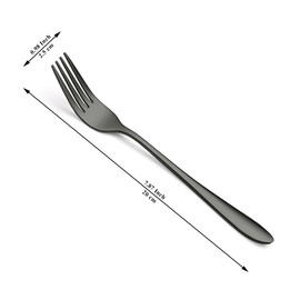 Berglander Black Table Fork Set with 12 Pieces 20.5 cm, Stainless Steel Fork Set, Forks for Dinner for Home, Restaurant, Daily Food, Easy to Clean and Dishwasher Safe