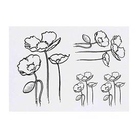 4 x 'Poppies' Temporary Tattoos - Water Resistant, Skin-Safe, Non-Toxic Transfers, Mixed Sizes (TO00013989)