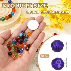 PATIKIL Runde Kristallperlen, 10 mm, facettierte Glasperlen, lose Abstandshalter für Schmuckherstellung, Armband, Halskette, Ohrringe, Windspiele, Handwerk, Dunkelblau, 100 Stück