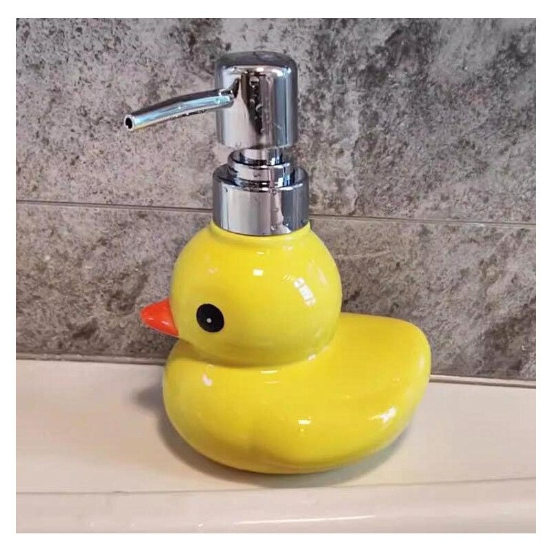 EatingBiting 450ml Split Yellow Cartoon Duck Ceramic Hand Soap Dispenser