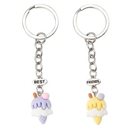 Best Friends Gifts Keychains Set of 2 Cute Ice Cream Keychains for Women Girls Friendship Keychain Gifts for Women Teen Girls Christmas Birthday Gifts for Bestie Sister BFF