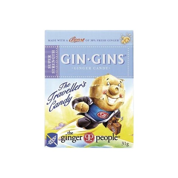 THE GINGER PEOPLE Gin Gins Ginger Candy Super Strength 31g, 1 Box