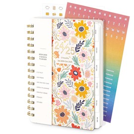 TSFPapier Planner 2024-2025 for Women Men Spiral Notebook A5 Monthly Weekly Calender Planning 17 Months Teacher Daily Academic 5.7" x 8.2",Flower
