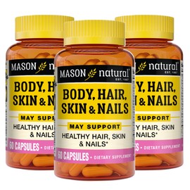 Mason Natural Hair, Skin & Nails Premium Beauty Supplement with Biotin & Vitamins A, C, E, and B-Complex, 60 Capsules (Pack of 3)