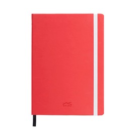Unipapel 80 Sheets Hardback Notebook with Vertical Closure, Rounded Corners, Faux Leather, Red, Squared, Hardcover, A5