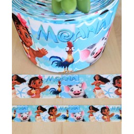 Unbranded 7/8, 1.5 & 3” (1 YD) Moana Grosgrain Ribbon Heihei the Rooster Pua the Pig - 3 inch