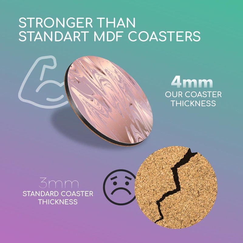 1 x Round Coaster - Rose Gold Marble Pattern Pretty