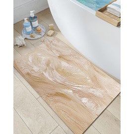 LUMI Bath Mat Rug, Non-Slip Rubber Super Absorbent Ultra-Thin Bathroom Rugs, Under Doors, Washable Bathroom Floor Mats, Ideal for Shower, Tub and Sink, 17"x30",Mang Chao