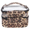 Double Layer Cosmetic Bag PVC Leopard Print Design Portable Large