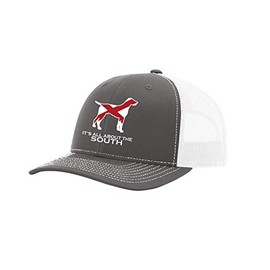 It's All About The South Alabama State Flag Filled Pointer Mesh Back Trucker Hat-Charcoal/White