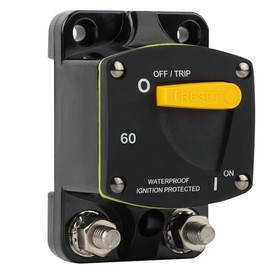 GLOSO GLOSO Circuit Breaker Switches Manual Reset Waterproof Audio Radio Solar System Boat Truck Marine Automotive Stud 5/16 Surface Mount 60A