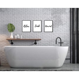 State Media Vision Relax Soak Unwind Modern Bathroom Wall Art - Set Of 3 Minimal Bathroom Decor - Print Only (Set 1, A4)