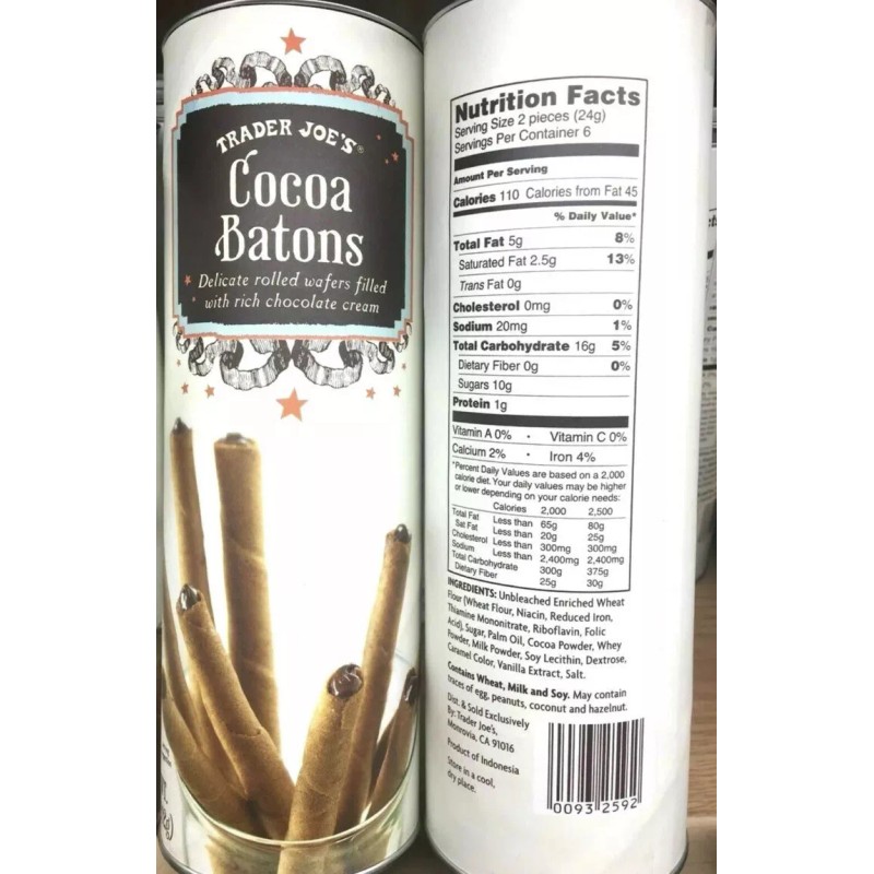 Trader Joe's 2 Packs Trader Joe's Cocoa Baton Wafer Cookies