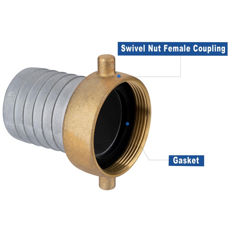 EASTRANS Aluminum Female Hose Fitting with Brass Nut, 3 inch