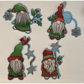 IronOns.US 4 Cute Colorful Christmas Gnomes -  Cute Iron On fabric appliques
