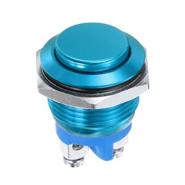 DMiotech 1 Pcs 16mm / 5/8" Push Button Switch, IP66 1NO 0-250V 5A Momentary Latching Push Button Starter Light Switch Self-reset, Aluminum Alloy High Head Blue
