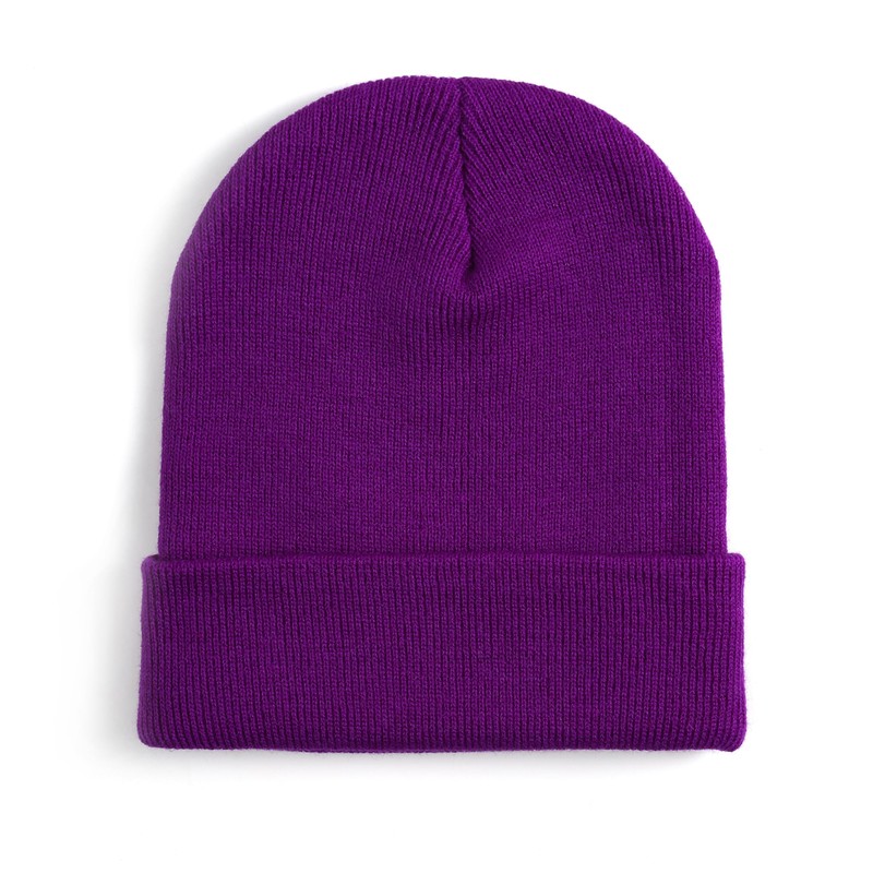 Beanie Hat Plain Purple Soft Comfortable Casual for Men Women